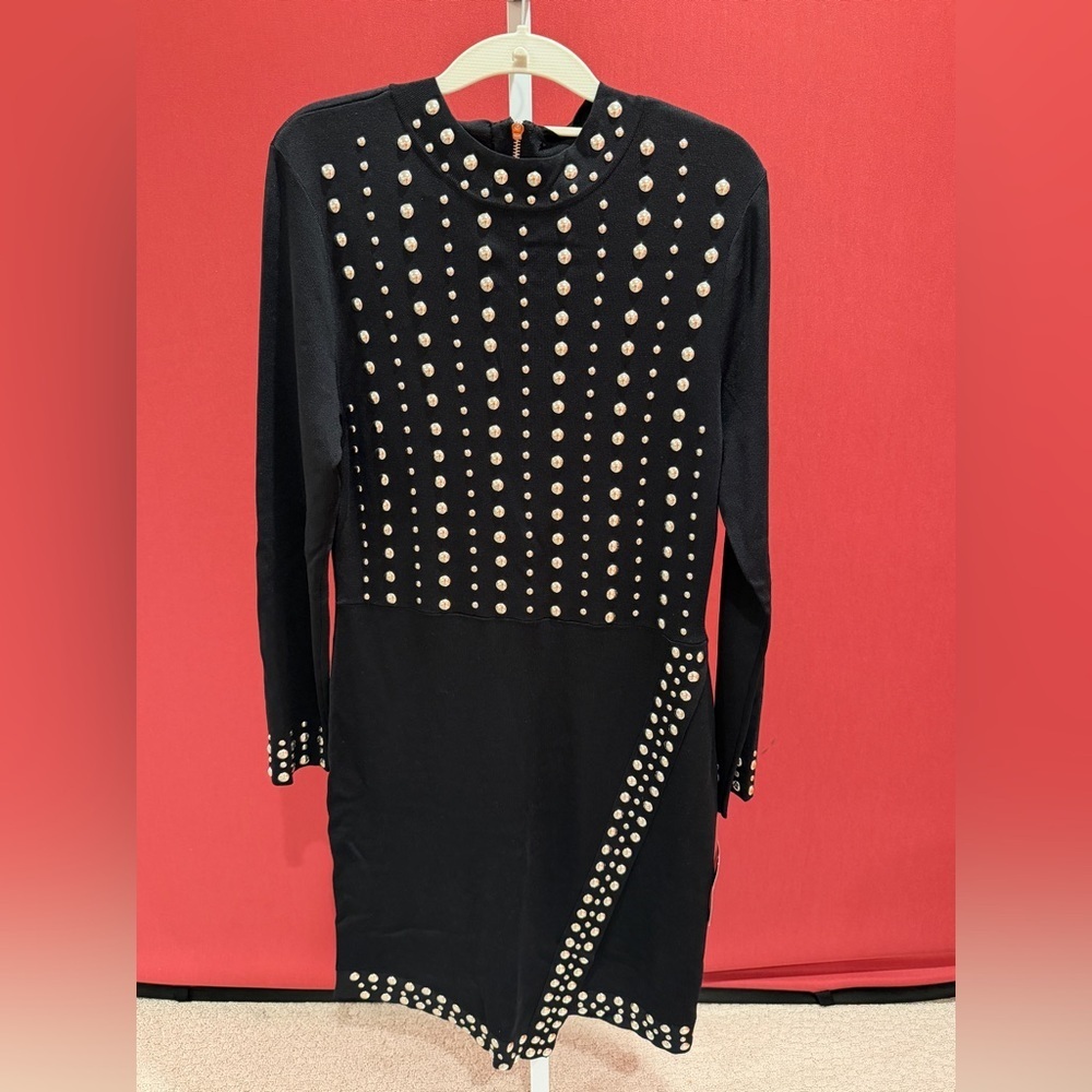 INC International Concepts Black Studded Long Sleeve Dress - NWT - Picture 10 of 15